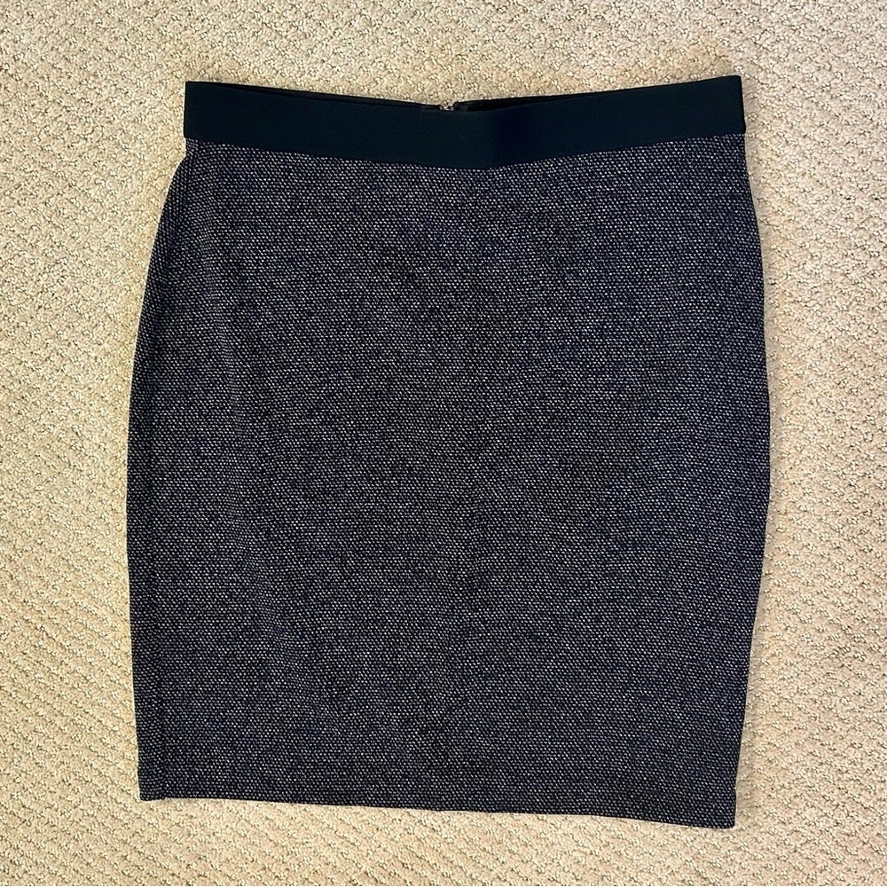 Maison Jules Black and White Stretch Pencil Skirt